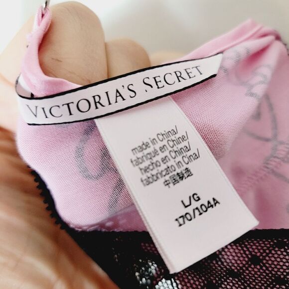 Victoria's Secret Chain of Hearts Lace Nightgown Pink Negligee Size Large - Picture 8 of 8